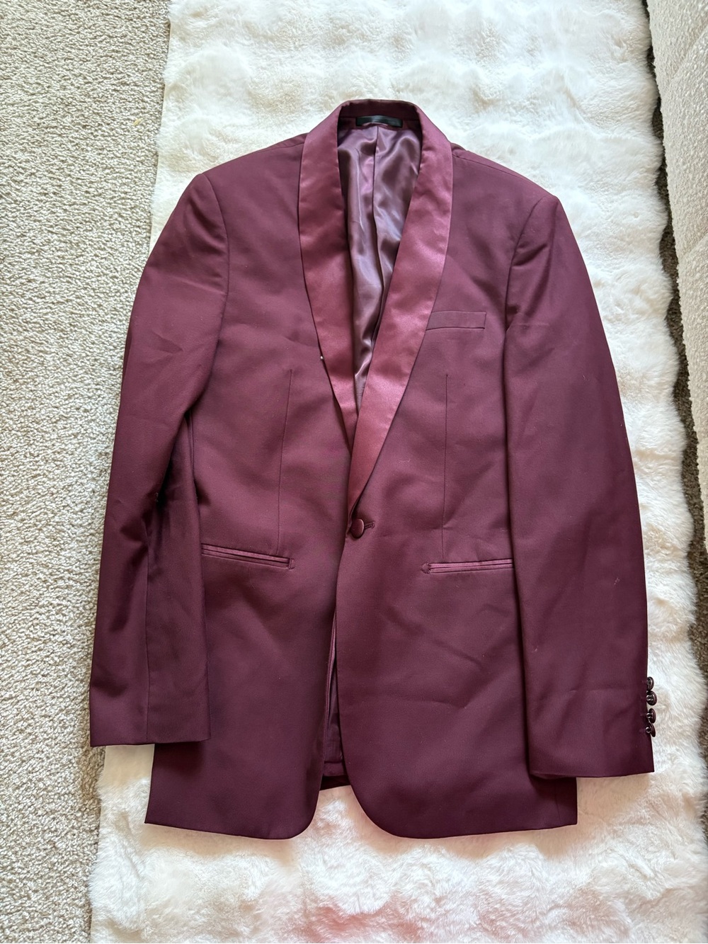 Men's Burgundy Shawl Lapel Blazer